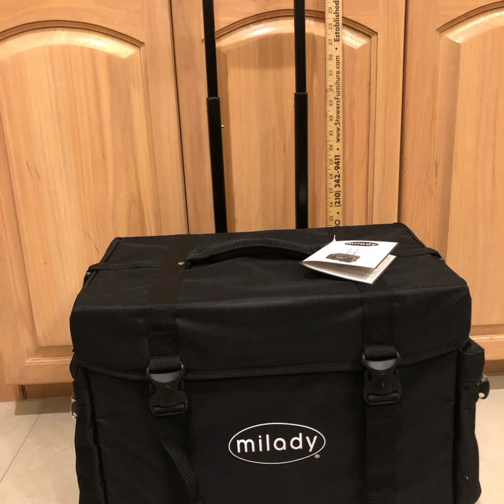 Makeup Professional milady Black Rolling Bag Case Organizer; Hairstyling, Travel
